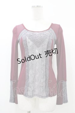 画像1: OZZ ANGELO / メッシュ×レーストップス  ボルドー×グレー H-25-12-26-050-OO-TO-KB-ZT246