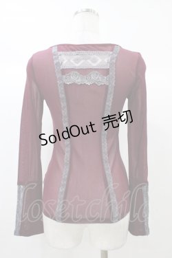 画像2: OZZ ANGELO / メッシュ×レーストップス  ボルドー×グレー H-25-12-26-050-OO-TO-KB-ZT246