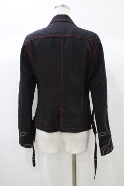 画像2: ALGONQUINS / ストライプジャケット  黒×赤 H-25-12-26-059-AL-JA-KB-ZH