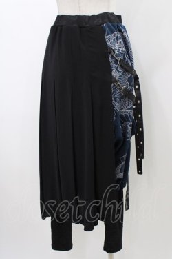 画像2: Qutie Frash / レイヤード風サルエルパンツ  黒×青 H-25-12-26-014-QU-PA-KB-ZH