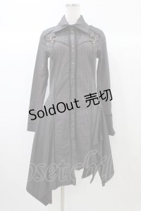 Rozen Kavalier / ダブルカラーストライプシャツワンピース  ブラック H-25-12-26-023-OO-OP-KB-ZH