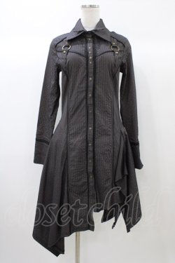 画像1: Rozen Kavalier / ダブルカラーストライプシャツワンピース  ブラック H-25-12-26-023-OO-OP-KB-ZH