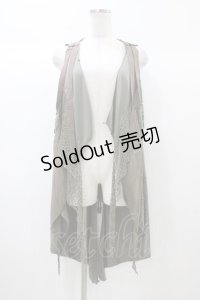 Ozz Croce / バックプリント異素材切替ジレ  カーキ H-25-12-26-028-OO-TO-KB-ZH