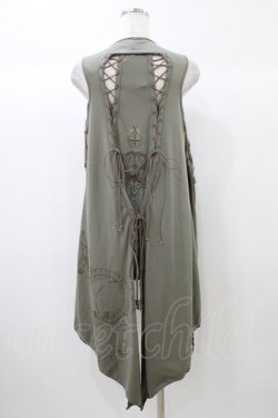 画像2: Ozz Croce / バックプリント異素材切替ジレ  カーキ H-25-12-26-028-OO-TO-KB-ZH