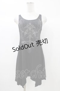 Rozen Kavalier / 刺繍ロングタンク  ブラック H-25-12-26-031-OO-TO-KB-ZH