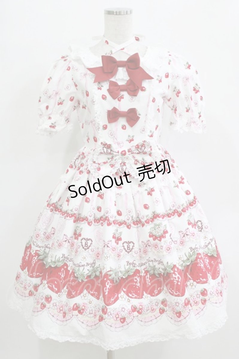 画像1: BABY,THE STARS SHINE BRIGHT / Juicy Strawberry Memory柄ワンピース Free オフ白 H-25-12-27-1001-BA-OP-NS-ZH (1)
