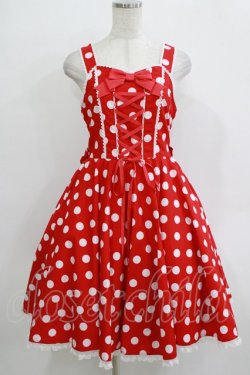 画像1: metamorphose / Syrupサーキュラージャンパースカート（ポルカドット） サイズ1 レッド H-25-12-27-1003-ME-OP-NS-ZH