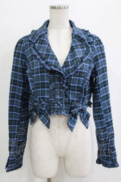画像1: axes femme kawaii / タータンチェックジャケット M ブルー H-25-12-27-1032-AX-JA-NS-ZH