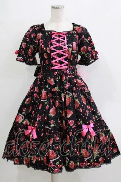 画像1: metamorphose / Lady Fruit 半袖ワンピース サイズ1 ブラック H-25-12-27-1004-ME-OP-NS-ZH