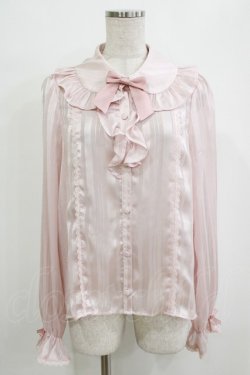 画像1: axes femme kawaii / ストライプシアーブラウス M ピンク H-25-12-27-1038-AX-BL-NS-ZH