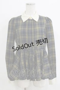 an another angelus / クレリック衿チェックペプラムシャツ Free GREEN×NV H-25-12-27-1040-CA-TO-NS-ZH