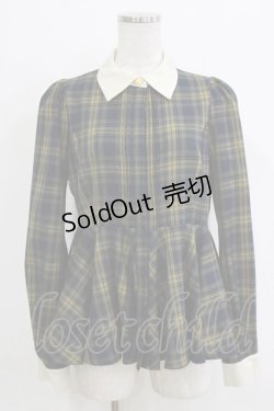 画像1: an another angelus / クレリック衿チェックペプラムシャツ Free GREEN×NV H-25-12-27-1040-CA-TO-NS-ZH