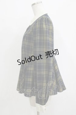 画像2: an another angelus / クレリック衿チェックペプラムシャツ Free GREEN×NV H-25-12-27-1040-CA-TO-NS-ZH