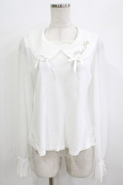 画像1: Angelic Pretty / Cuteロゴ刺繍カットソー Free オフ H-25-12-27-1043-AP-TO-NS-ZH