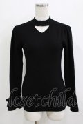 an another angelus / 袖口リボンチョーカーニットプルオーバー Free BLACK H-25-12-27-1044-CA-TO-NS-ZH