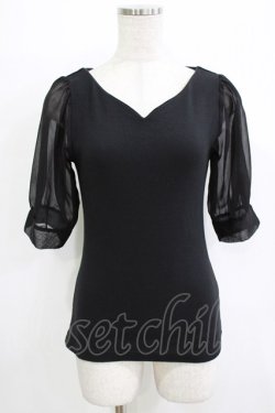 画像1: an another angelus / 楊柳シフォンスリーブテレコT Free BLACK H-25-12-27-1045-CA-TO-NS-ZH