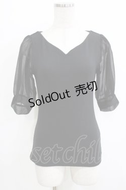 画像1: an another angelus / 楊柳シフォンスリーブテレコT Free BLACK H-25-12-27-1045-CA-TO-NS-ZH