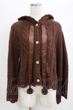 画像1: m petit by misako / フード付きニットカーディガン L ブラウン H-25-12-27-1047-LO-TO-NS-ZH