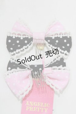 画像2: Angelic Pretty / Lovely Dot配色リボンコーム  ブラック/ピンク H-25-12-27-1056-AP-AC-NS-ZH