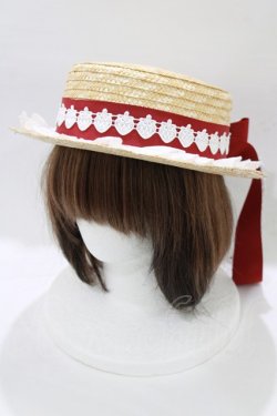 画像1: BABY,THE STARS SHINE BRIGHT / Juicy Strawberry Memoryカンカン帽  ナチュラル/エンジ H-25-12-27-1057-BA-AC-NS-ZH