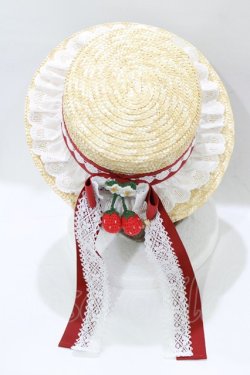 画像2: BABY,THE STARS SHINE BRIGHT / Juicy Strawberry Memoryカンカン帽  ナチュラル/エンジ H-25-12-27-1057-BA-AC-NS-ZH