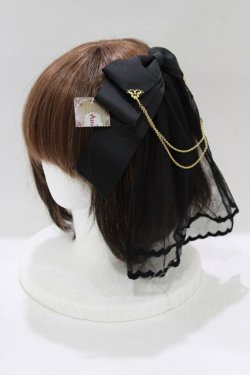 画像1: Amavel / Arcanum Amuletベール付きスリーピンリボン  ブラック H-25-12-27-1058-CA-AC-NS-ZH