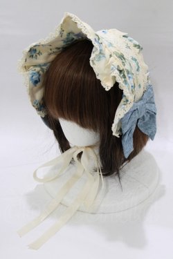 画像1: axes femme kawaii / アンティークローズ柄ハーフボンネット  生成り H-25-12-27-1060-AX-AC-NS-ZH