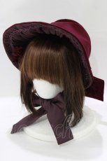 画像1: Mary Magdalene / 別珍ヴィクトリアンドールボンネット  パープル H-25-12-27-1062-CL-AC-NS-ZH (1)