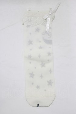 画像1: Angelic Pretty / Dreamy Starクルー丈ソックス  オフ/シルバー H-25-12-27-1080-AP-ZA-NS-ZH