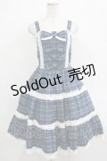 axes femme Kawaii / タータンチェックジャンスカ M ブルー H-25-12-27-1007-AX-OP-NS-ZH