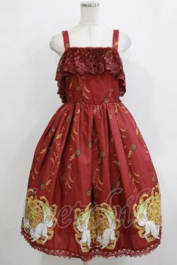 画像1: Chalmiere / 菊と狐柄ジャンパースカート M ワイン H-25-12-27-1009-PU-OP-NS-ZH