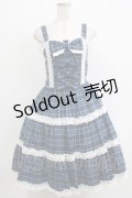 axes femme Kawaii / タータンチェックジャンスカ M ブルー H-25-12-27-1002-AX-OP-NS-ZH
