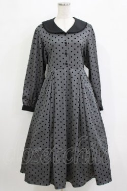 画像1: m petit by misako / ドットフロッキーワンピース L グレー H-25-12-27-1018-LO-OP-NS-ZH