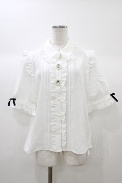 画像1: DearMyLove / 3連ビジューレースフリルブラウス L オフ H-25-12-28-049-EL-BL-NS-ZH