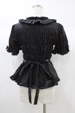 画像2: metamorphose / スクエアあきシャーリング半袖ブラウス サイズ1 ブラック H-25-12-28-007-ME-BL-NS-ZH