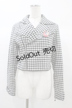 画像1: metamorphose / ロゴ刺繍入りライダースジャケット Free ブラック H-25-12-28-062-ME-JA-NS-ZH