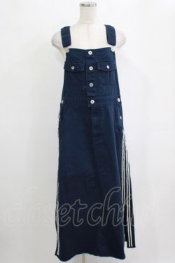 画像1: Candy Stripper / LINEDジャンパースカート  ブルー H-25-12-28-1034-PU-OP-KB-ZH
