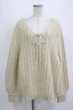 画像1: merry jenny / looseリボンローゲージニット  アイボリー H-25-12-28-1042-LO-TO-KB-ZH