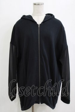 画像1: GLAD NEWS / ジョーゼットスリーブパーカー  ブラック H-25-12-28-1046-GL-TO-KB-ZH
