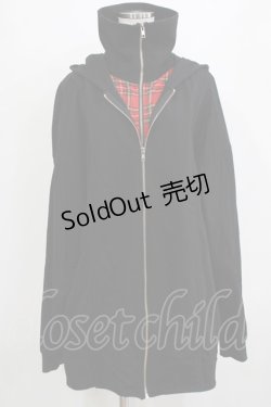 画像1: ankoROCK / レイヤード風ZIPパーカー  ブラック×レッドタータン H-25-12-28-1047-PU-TO-KB-ZH