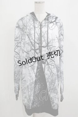 画像1: NieR CLOTHING / 総柄ZIPパーカー F 白 H-25-12-28-1049-PU-TO-KB-ZH