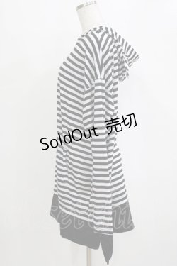 画像2: Drug Honey / ネコミミフードボーダープルパーカー  黒×白 H-25-12-28-1056-PU-TO-KB-ZH