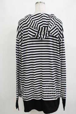 画像3: Drug Honey / ネコミミフードボーダープルパーカー  黒×白 H-25-12-28-1056-PU-TO-KB-ZH