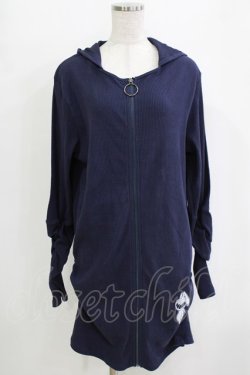 画像1: NieR Clothing / ギャザースリーブリブパーカー  ネイビー H-25-12-28-1061-PU-TO-KB-ZH