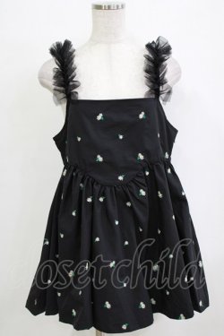 画像1: Candy Stripper / TINY FLOWER MINI ONE-PIECE  ブラック H-25-12-28-1080-PU-OP-KB-ZH