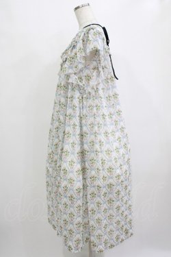 画像2: Maison de minette / "Ruban et rose" frill sleeve dress  ブルー H-25-12-28-1018-LO-OP-KB-ZH