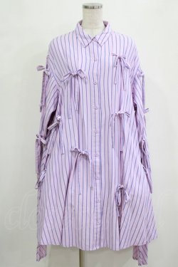 画像1: Candy Stripper / WITH RIBBON SHIRTワンピース 2 ラベンダー H-25-12-28-1019-PU-OP-KB-ZH