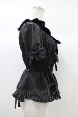 画像3: metamorphose / スクエアあきシャーリング半袖ブラウス サイズ1 ブラック H-25-12-28-007-ME-BL-NS-ZH