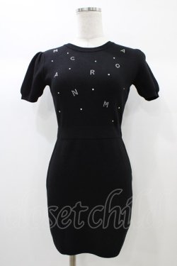 画像1: michellMacaron / ランダムストーンニットワンピース XS ブラック H-25-12-28-063-0-OP-NS-ZH