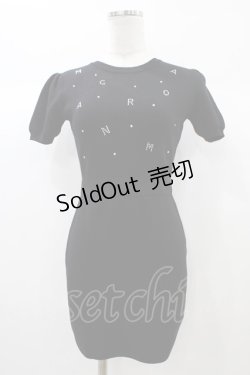 画像1: michellMacaron / ランダムストーンニットワンピース XS ブラック H-25-12-28-063-0-OP-NS-ZH